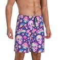 thumbnail image 2 of Balery Skull rainbow mushroom colorful Pantalones cortos de pijama de punto de algodón para hombre con cinturilla y bolsillos-4X-Large, 2 of 6