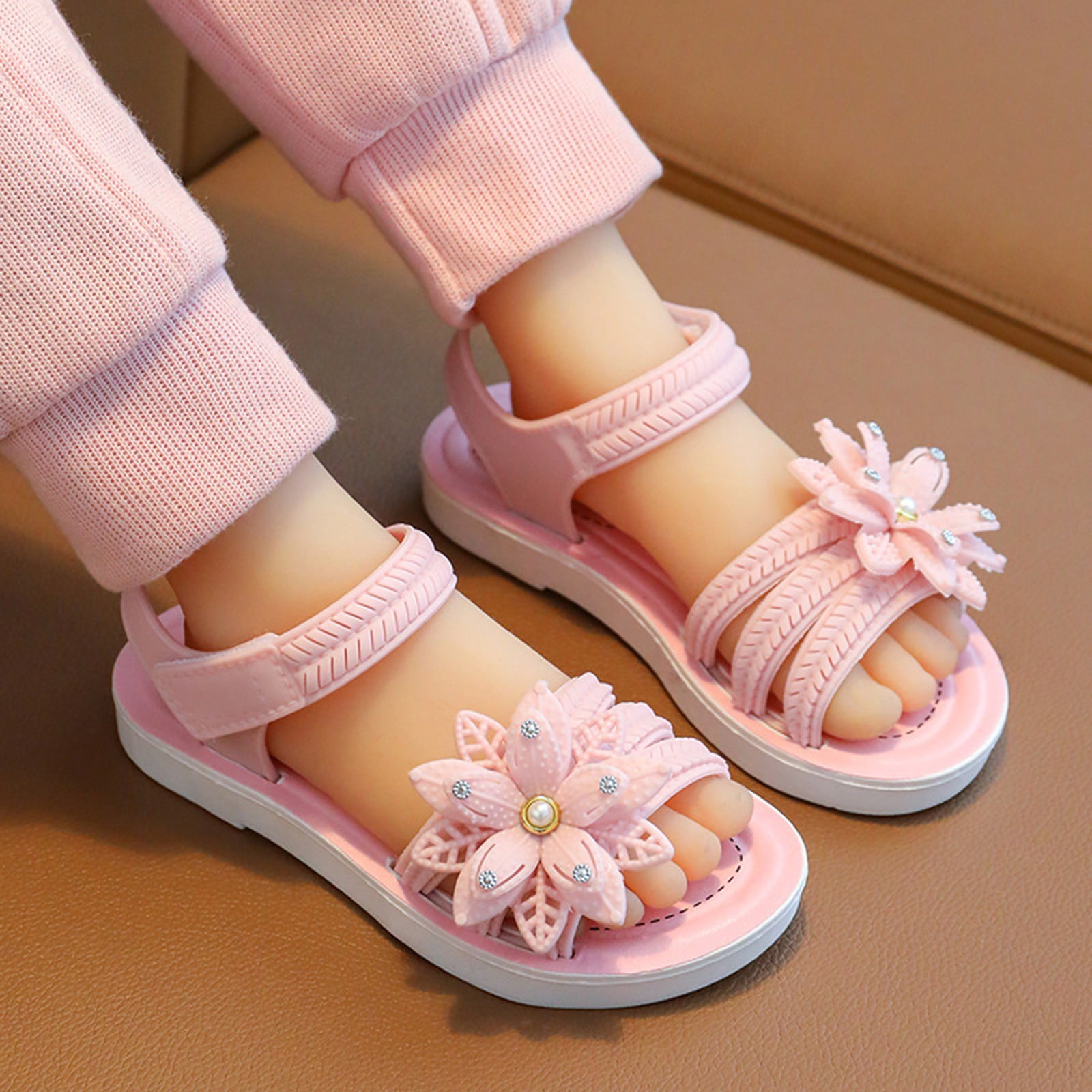 Vedolay Platform Sandals Girl's Flower Flat Sandals Cute Summer Shoes Open  Toe Ankle Strap Sunflower Dress Sandals for Kids(Pink,11) - Walmart.com