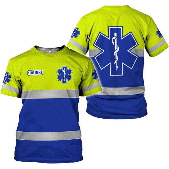 Personalized EMT Shirt, EMS Shirt, Customized EMS Shirts,EMT Paramedic Uniform Emergency Medical Technician Shirts (S)