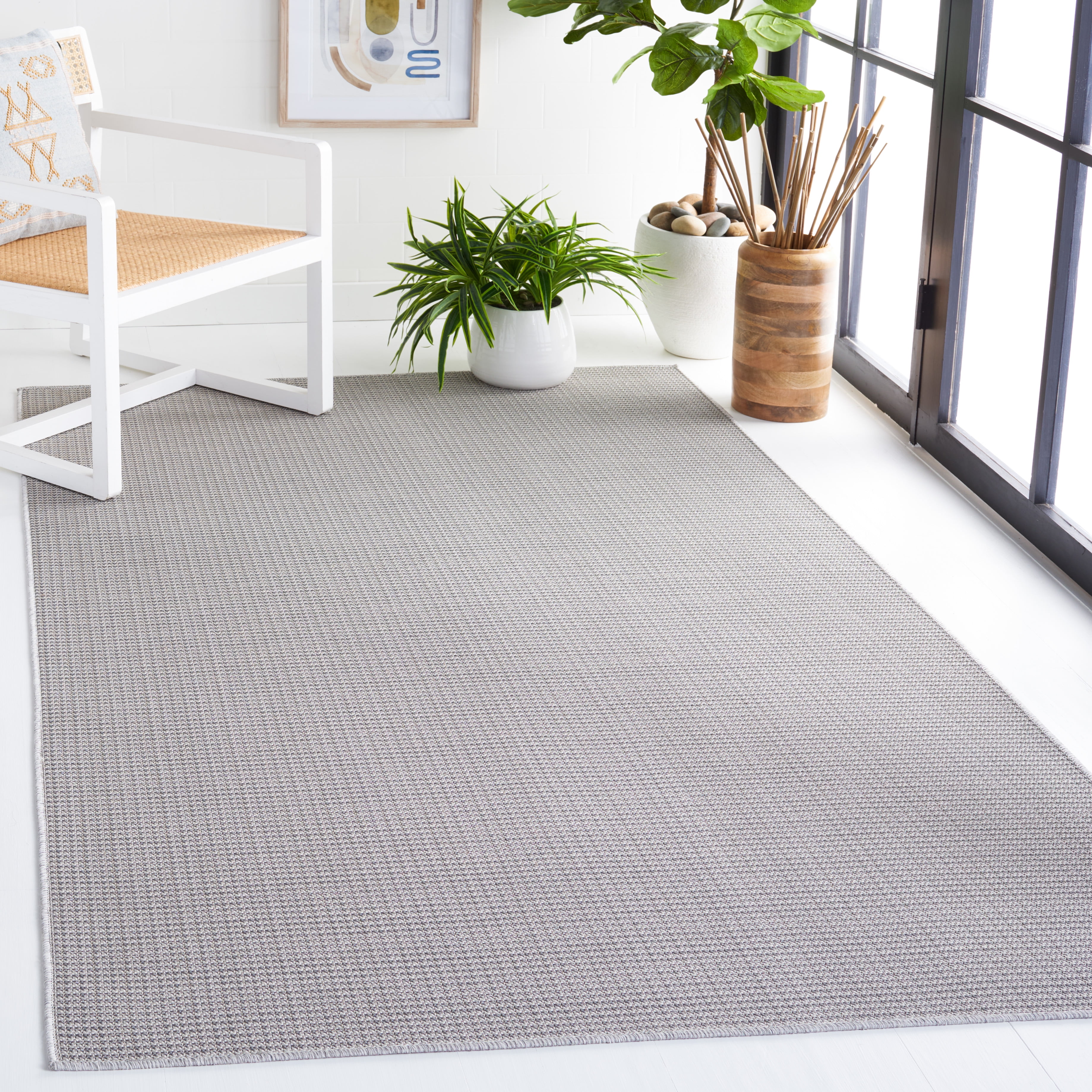 SAFAVIEH Martha Stewart Hampton Solid Indoor/Outdoor Area Rug, Grey, 6'5" x 9'6"