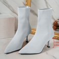 thumbnail image 5 of HAPIMO Women Ankle Boots Pointed Toe Heel Rear Zip Knit Stretch Upper Footwear For Evening Dating And Urban Social Gathering Gray 38, 5 of 5