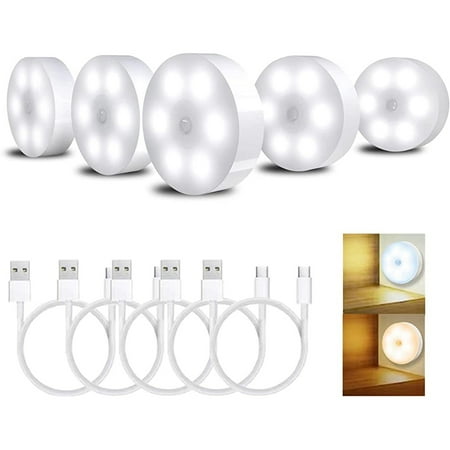 

Closet Motion Sensor Night Light 5 Pcs Paste-Anywhere Motion Sensor Light Indoor Smart Wall Light for Hallway Closet Stair Cabinet Night Lights