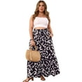 thumbnail image 3 of Cueply Women's Plus Size Casual High Waist Tie Front Long Skirts with Pockets Flowy Summer Pleated Tiered Elastic Skirt, 3 of 9