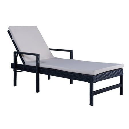 Back Pages Palm Springs Palm Springs Wicker Style Sun Lounger Chaise Lounge with Cushion - 5 Levels of Adjustable Recline ()