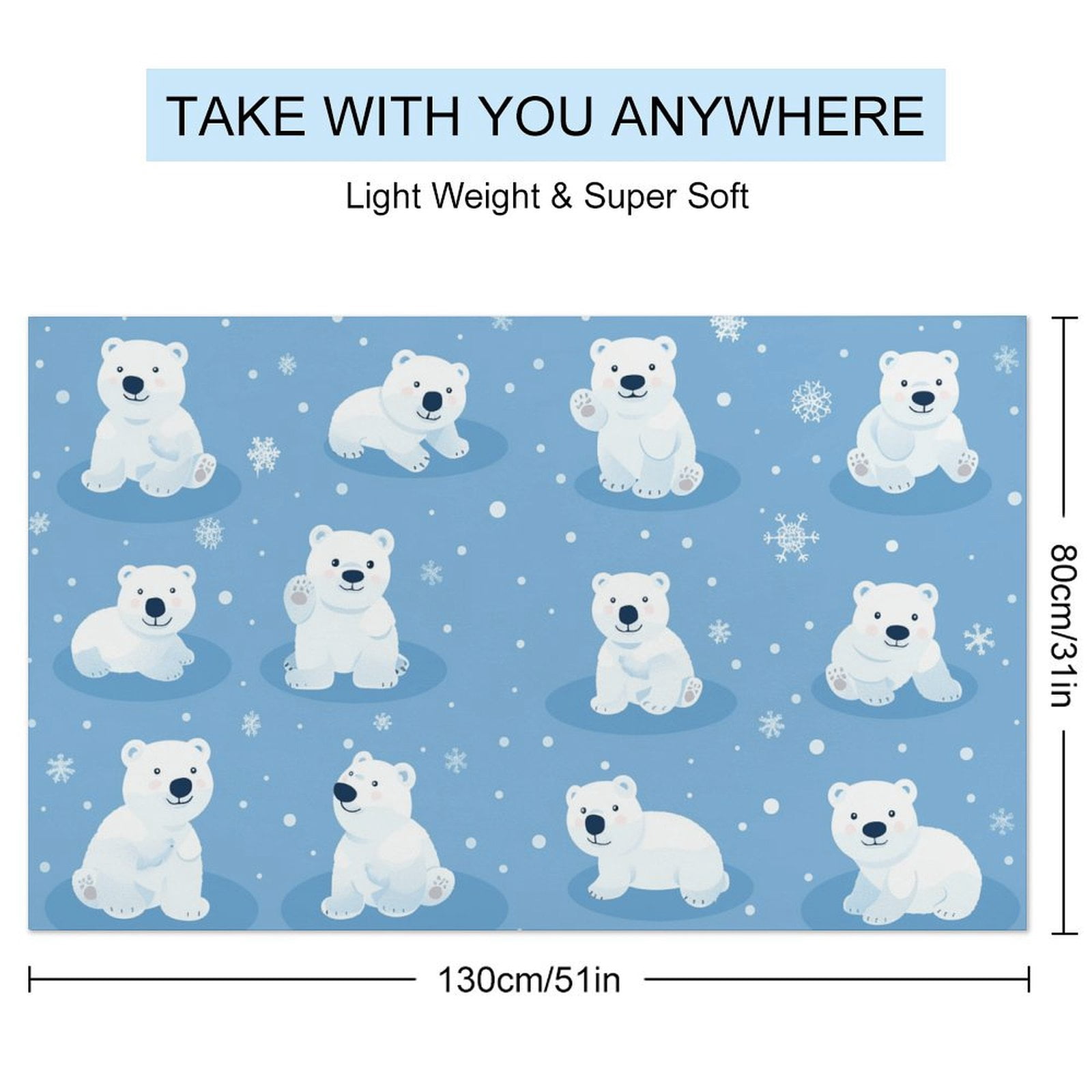 Cute Polar Bear Beach Towel – with A Unique Design, Extra Large,XL (32”x 63”) for Kids & Adults