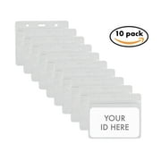 10pack Horizontal PVC ID Card Badge Holder - Waterproof and Resealable Zip - Clear Vinyl Heavy Duty 0.4mm Thickness