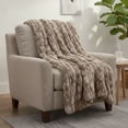 thumbnail image 2 of Lavish Home 60x80-Inch Ruched Faux Fur Blanket for Sofas and Beds (Taupe), 2 of 10