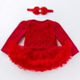 thumbnail image 2 of Byoo Newborn Girl Tutu Dresses Carnival Solid Color Full Sleeve Lace Fluffy Mini Dress with Flower Headband Kids Sweet Clothes, 2 of 4