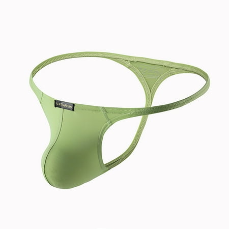 

HIMIWAY Men s Underwear Sexy Thong Solid Color Low Waist Panties Erotic Lingerie Green
