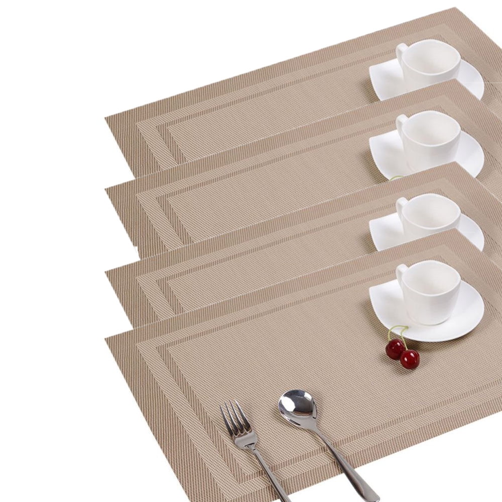 4Pcs Waterproof Placemats,Washable Vinyl Woven Table Mats,Elegant