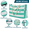 thumbnail image 2 of Large Beach Tote Bag Canvas Shoulder Bag with Zipper Pockets for Travel Grocery Beach Yellow, 2 of 5
