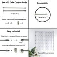 thumbnail image 5 of Bundle 2 Cafe Curtain Rods 16" to 24" and 4 Self Adhesive Hooks Chrome, 5 of 5