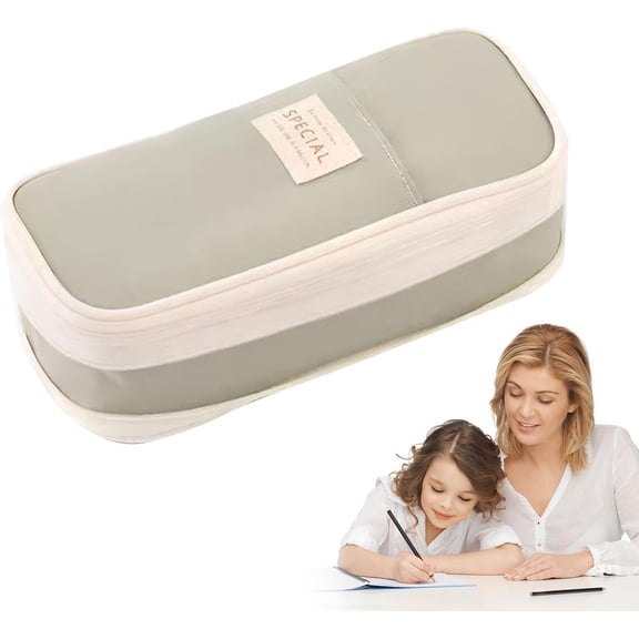 Student Pencil Case Organizer, Multifunctional Desk Stationery Holder Light Green