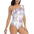 thumbnail image 3 of Pofeuu Heart Rabbit Print Women's One Piece Swimsuits One Shoulder Swimwear Asymmetric Ruffle Monokinis Bathing Suits-XX-Large, 3 of 6