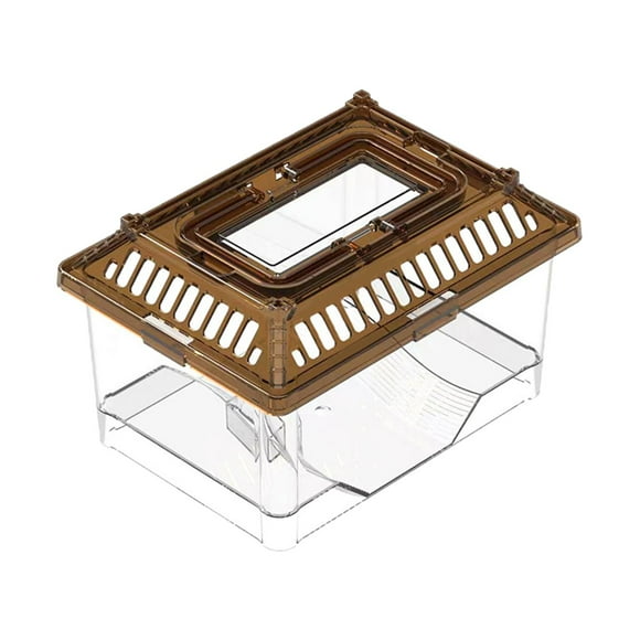 Small Turtle Tank with Handle and Cover with Platform Reptile Habitat Container Turtle Breeding Box Pet Feeding Box for Crayfish Lizards