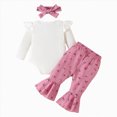thumbnail image 4 of NOLDARES Baby Girl Clothes Newborn Infant Fall Outfit Romper Winter Pant Set Headband 3 Pcs Clothes for Girl(White,0-3 M), 4 of 8