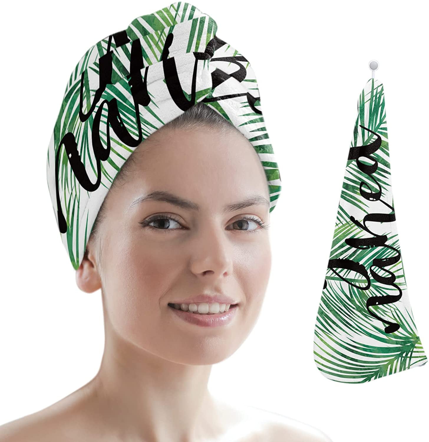 Microfiber Hair Towel Wrap for Women, Get Naked Tropical Leaves Super