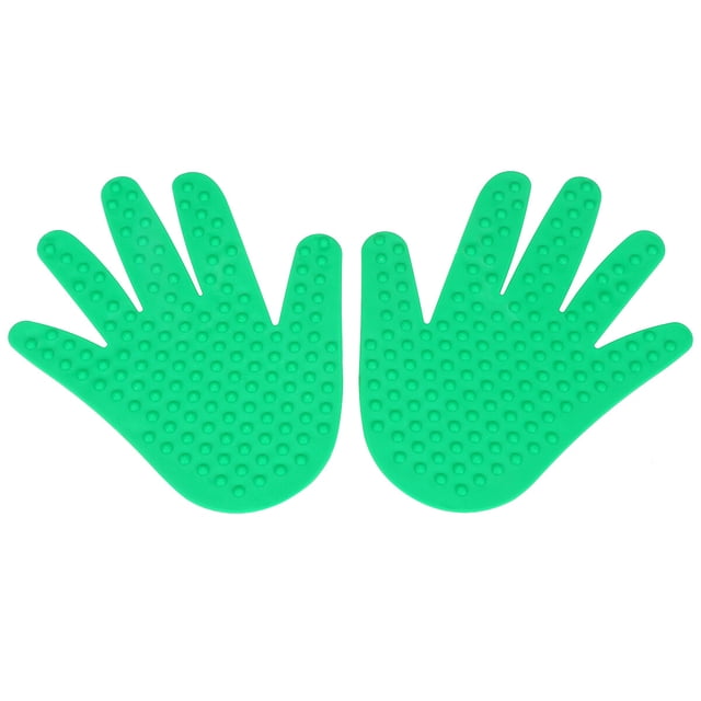 1 par de parches de huellas de manos de colores, hojas de puntos de masaje, accesorios de entrenamiento de coordinación, suministros educativos, verde