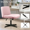 thumbnail image 4 of Waleaf Armless Office Desk Chair No Wheels,Fabric Padded Modern Swivel Vanity Chair,Height Adjustable Wide Seat Computer Chair, 4 of 8