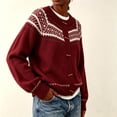 thumbnail image 6 of Rrxhxhs Cardigan Sweaters for Women Crew Neck Fair‑Isle Jacquard Toggle Closure Long Sleeve Retro Nordic Knit Cover Up, 6 of 6