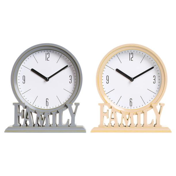 2x Relojes de Mesa Silenciosos para Chimenea Estante Decorativo Familiar Estilo Vintage Chimenea gris amarillento
