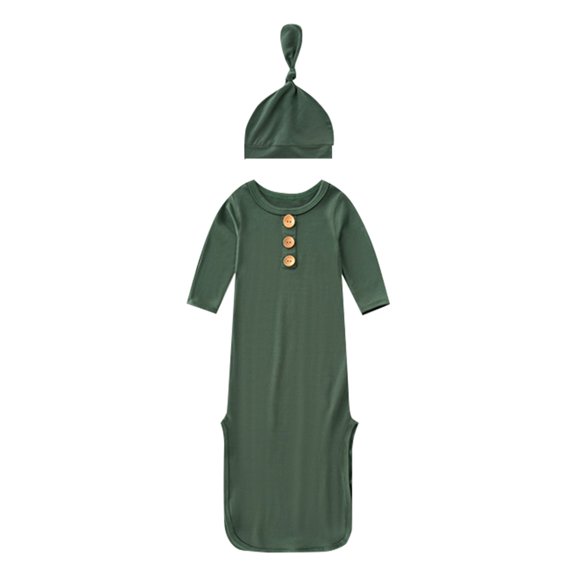 Ruyang Toddler Baby Long Jumpsuits Cotton Soft Loose Short Sleeve Romper with Hat Toddler Fall Lightweight Cute Buttons Clothes