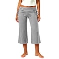 thumbnail image 2 of Women's Soft Stretchy Yoga Pants with Elastic Waist, Pull On Fold Over Design, Casual Lounge Gym Fitness, Cropped Leggings, Summer Athletic Activewear | UKHCCC,Gray XL, 2 of 9