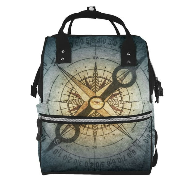 Disketp Vintage Compass Mochila de Pañales de Gran Capacidad con Múltiples Bolsillos, Mochila de Viaje Multifuncional para Bebé, Unisex, Moderna y Resistente