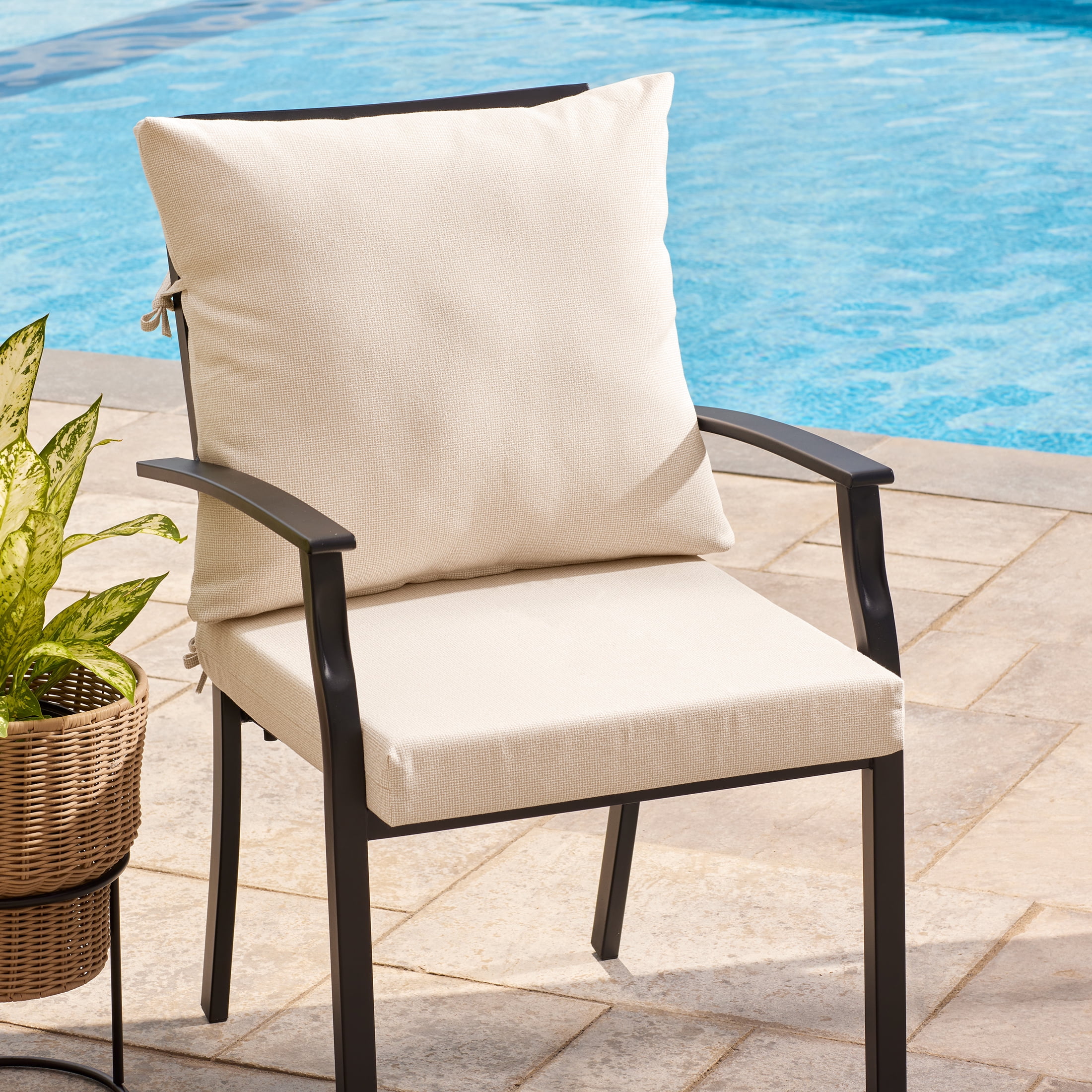 Better Homes & Gardens 20" x 20" Premium Beige Outdoor Dining Chair Cushion