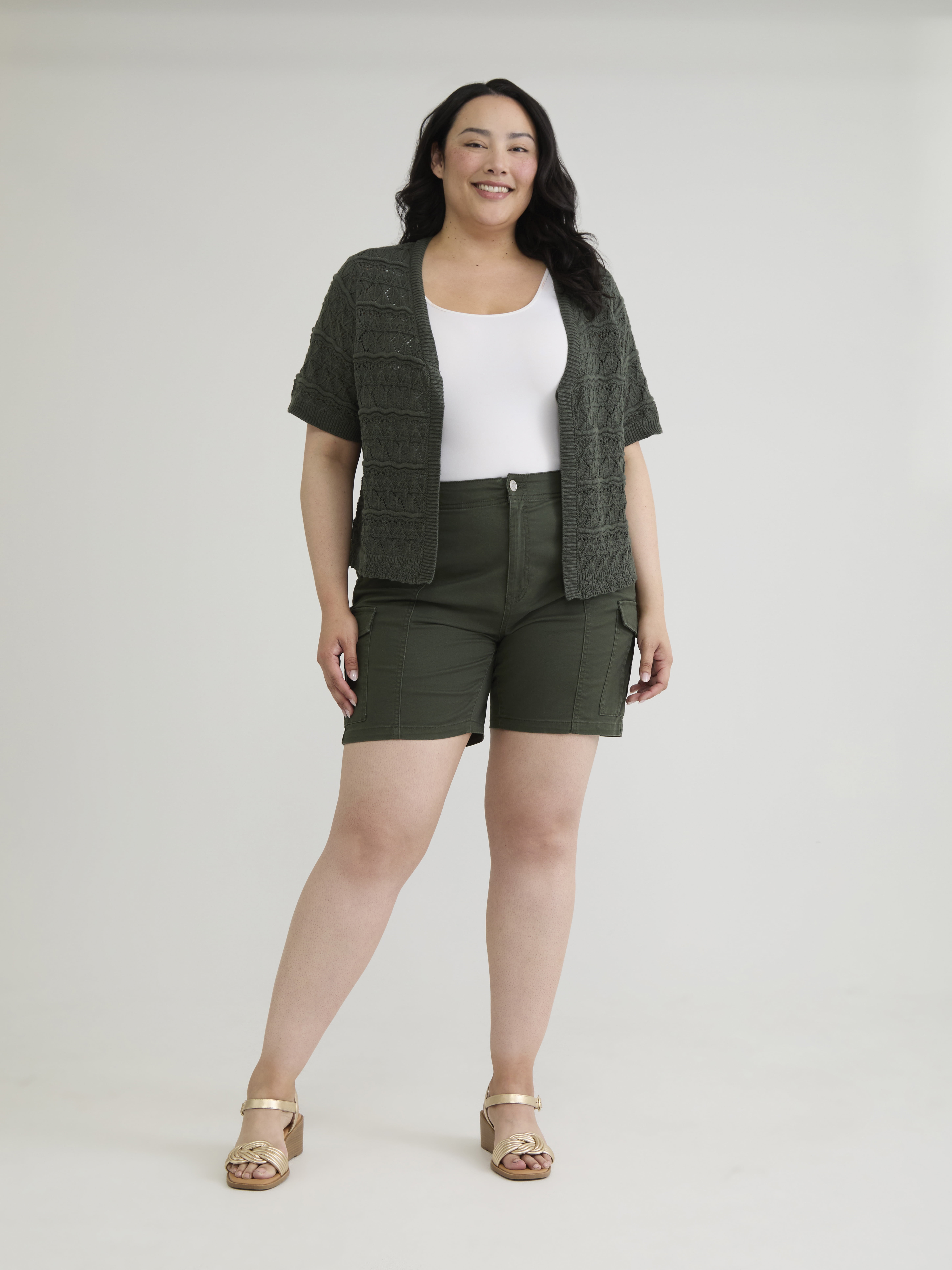 Terra & Sky Women's Plus High Rise Bermuda Shorts, 7" Inseam, Sizes 14W-26W