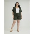thumbnail image 2 of Terra & Sky Women's Plus High Rise Bermuda Shorts, 7" Inseam, Sizes 14W-26W, 2 of 5