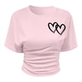 thumbnail image 4 of Girls Short Sleeve Shirts Casual Loose Fit Stretch Tee Breathable Elastic Soft Top Kids Summer Streetwear Pink Size 3-4 years, 4 of 4