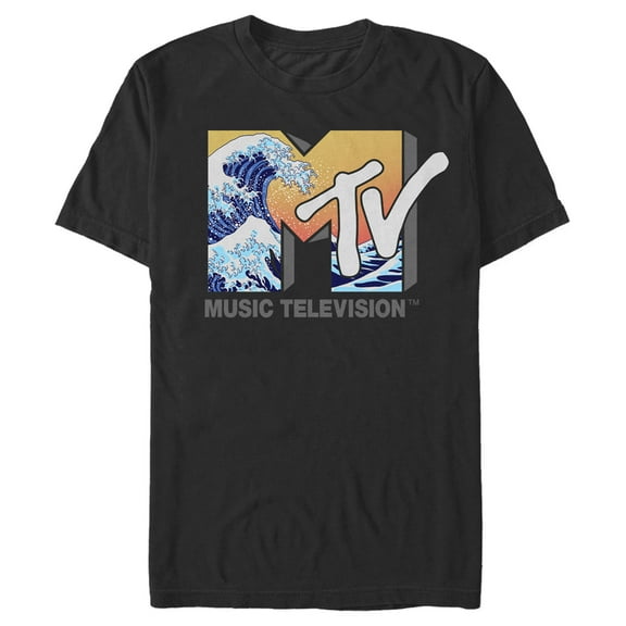 Men's MTV The Great Wave Logo  Graphic Tee Black Small