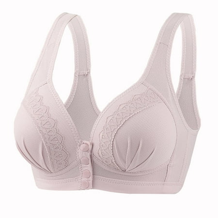 Bras for Women Front Closure Lightly Lined Bra Feature V-Neck Demi & Balconette Bra Style W-509 Front Closure Closure Running Sports Bras Gray 36