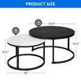 thumbnail image 5 of DEXTRUS Round Nesting Coffee Table Set of 2, Snack End Table with Metal Frame for Living Room, White & Black, 5 of 6