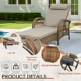 thumbnail image 4 of OUINCH 3-Piece Outdoor Wicker Lounge Chair Set, Patio Chaise Loungers Set of 2 w/Side Table, 6-Position Adjustable Poolside Sunbathing Recliner, Armrest and Head Pillow, Fade-Resistant, Beige, 4 of 9