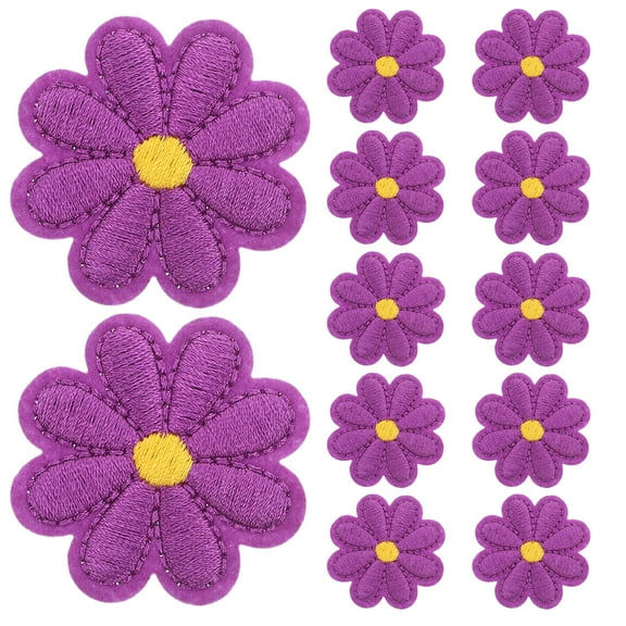 Raindrops 50Pcs Daisy Embroidered Fabric Patches Iron on Applique for Jackets Hats and Bags