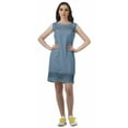 thumbnail image 1 of Moomaya Cotton Solid WoMen's Back Slit Outfit Sleeveless Scoop Neck Shift Dress, 1 of 5