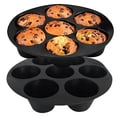 thumbnail image 1 of Molde de silicona para muffins para freidora de aire, horno, olla de 8,4 pulgadas, moldes de silicona reutilizables para hornear gratis, paquete de 2, 1 of 7