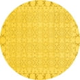thumbnail image 1 of Ahgly Company Machine Washable Indoor Round Abstract Yellow Modern Area Rugs, 5' Round, 1 of 4