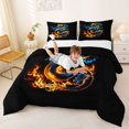 thumbnail image 3 of Homewish Traditional Dragon Queen Comforter Set,Magical Wildlife Comforter Sets Queen,Orange Blue,Black Reversible,3pcs,1 Comforter and 2 Pillowcases, 3 of 7