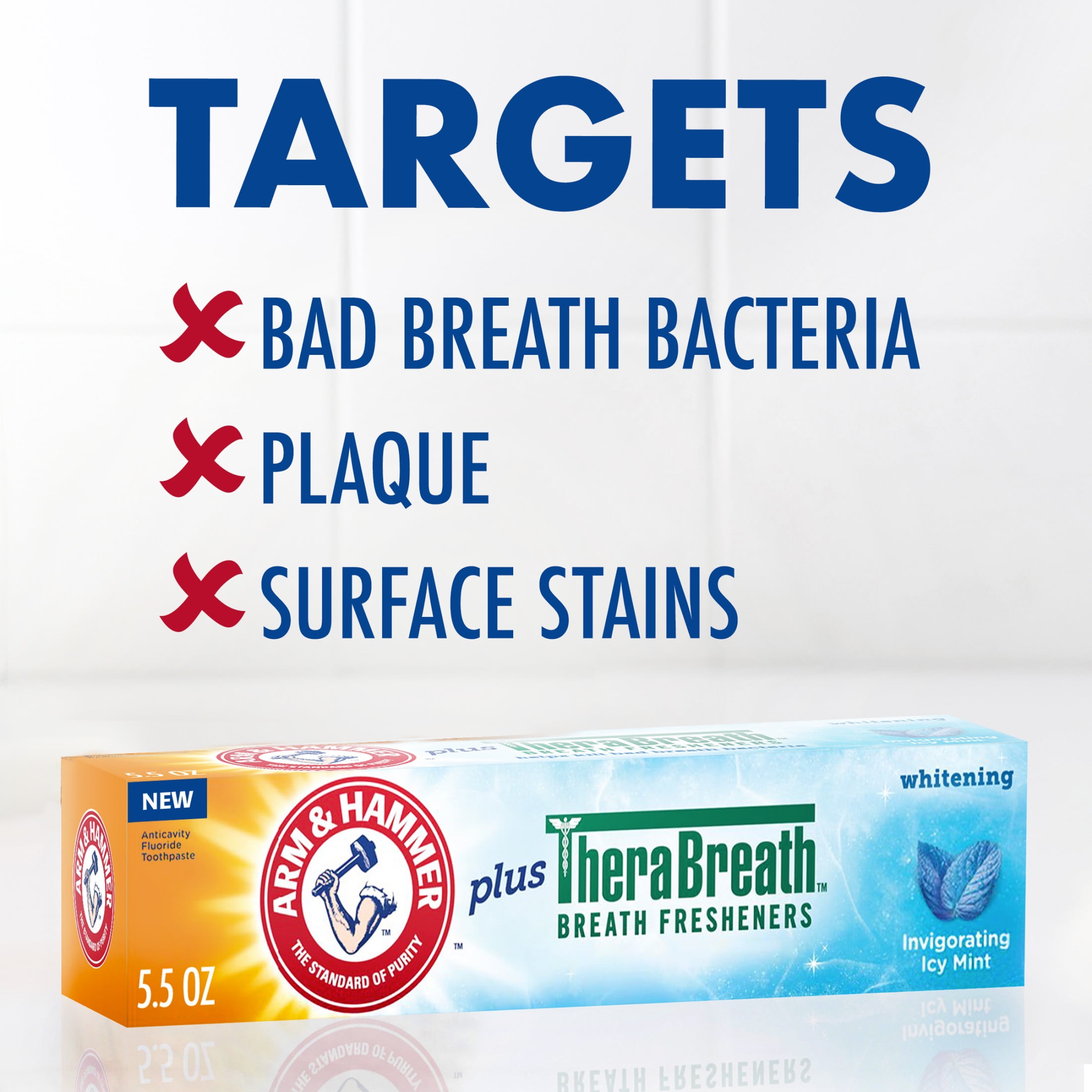 ARM & HAMMER Therabreath Fluoride Toothpaste, Invigorating Icy Mint