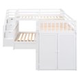 thumbnail image 5 of Harper & Bright Designs Twin-Twin Over Full L-Shaped Bunk Bed with Wardrobe Space, Solid Wood Staircase Bunk Bed with Portable Desk, White, 5 of 17