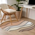 thumbnail image 4 of Modern Abstract Round Rugs for Living Room 3ft Geometric Brown Gradient Non Slip Circle Rug Washable Low-Profile Indoor Carpet for Bedroom, Dining Room, Bathroom, 4 of 9