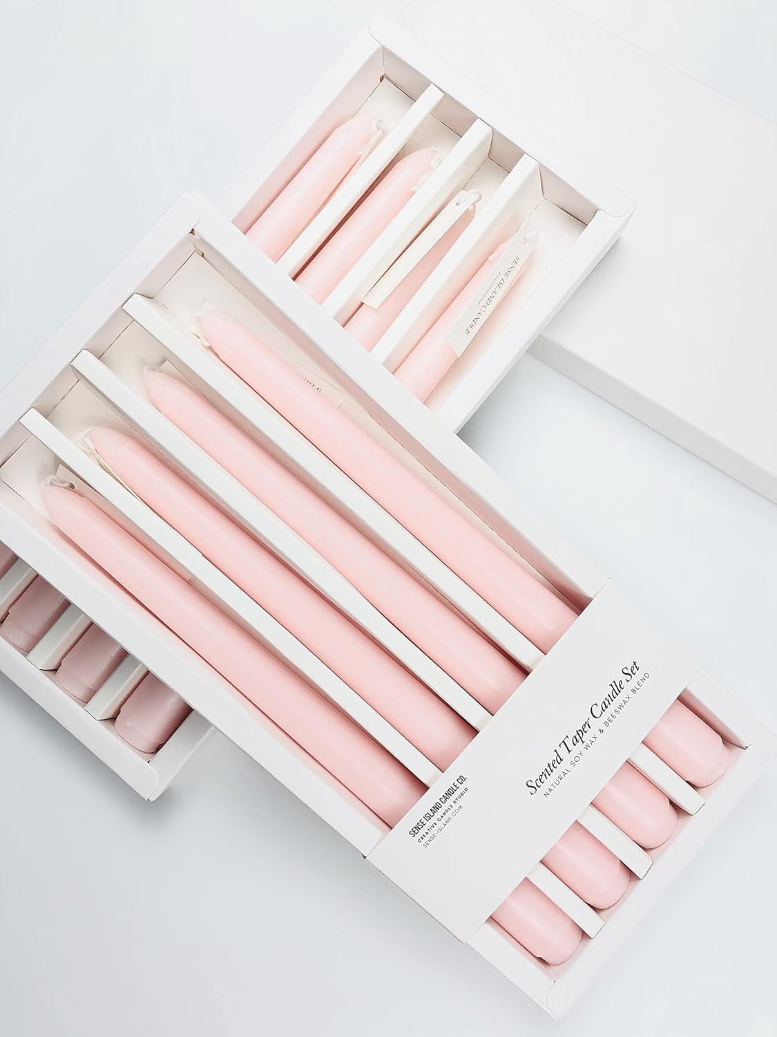 Taper Candles 10'' Colored Candle Sticks Set of 8 | Rose Scented, Natural Soy Wax | Home Decor Kitchen Decor Wedding Decorations (Baby Pink)