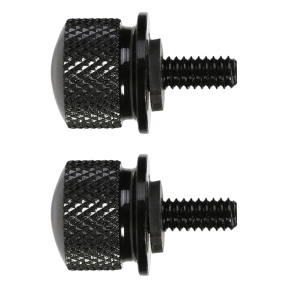 2pcs Round Shape Knurled Billet Aluminum Screw Seat Bolt with Knob Cover Tab Bracket for Motorbike (Black)