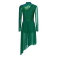 thumbnail image 2 of YiZYiF Lyrical Dance Dress for Women Sequins Long Sleeve Tulle Skirt Contemporary Dancing Clothes Green XL, 2 of 7