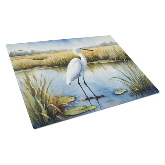 Carolines Treasures DAC7533LCB 15 x 12 in. Snowy Egret in Coastal Marshes Glass Cutting Board