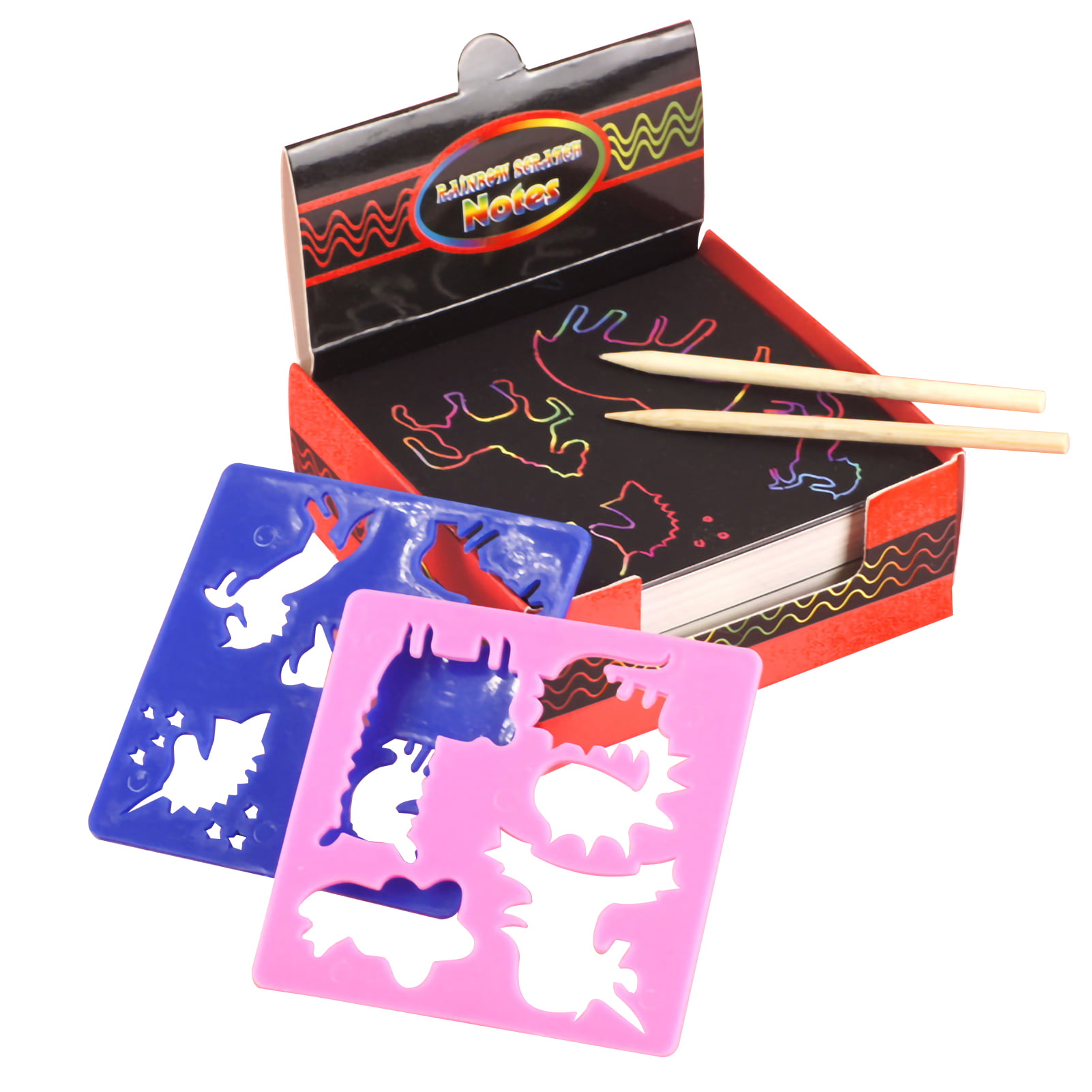 100pcs Scratch Art Set,Rainbow Scratch Paper Art with Wooden Stylus for Kids Black Scratch Off Art Crafts 