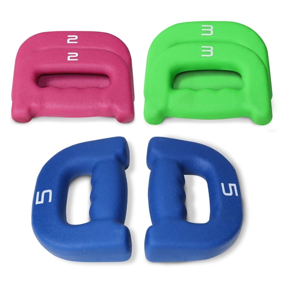WF Athletic Supply D-Shaped Neoprene Grip Weights, Walking Dumbbells, Hand-Hold Weights, Jogging, Light Workout, Aerobics Weights, Sold by Pair of 1 lb, 2 lb, 3 lb and 5 lbs or Multiple Pair Set